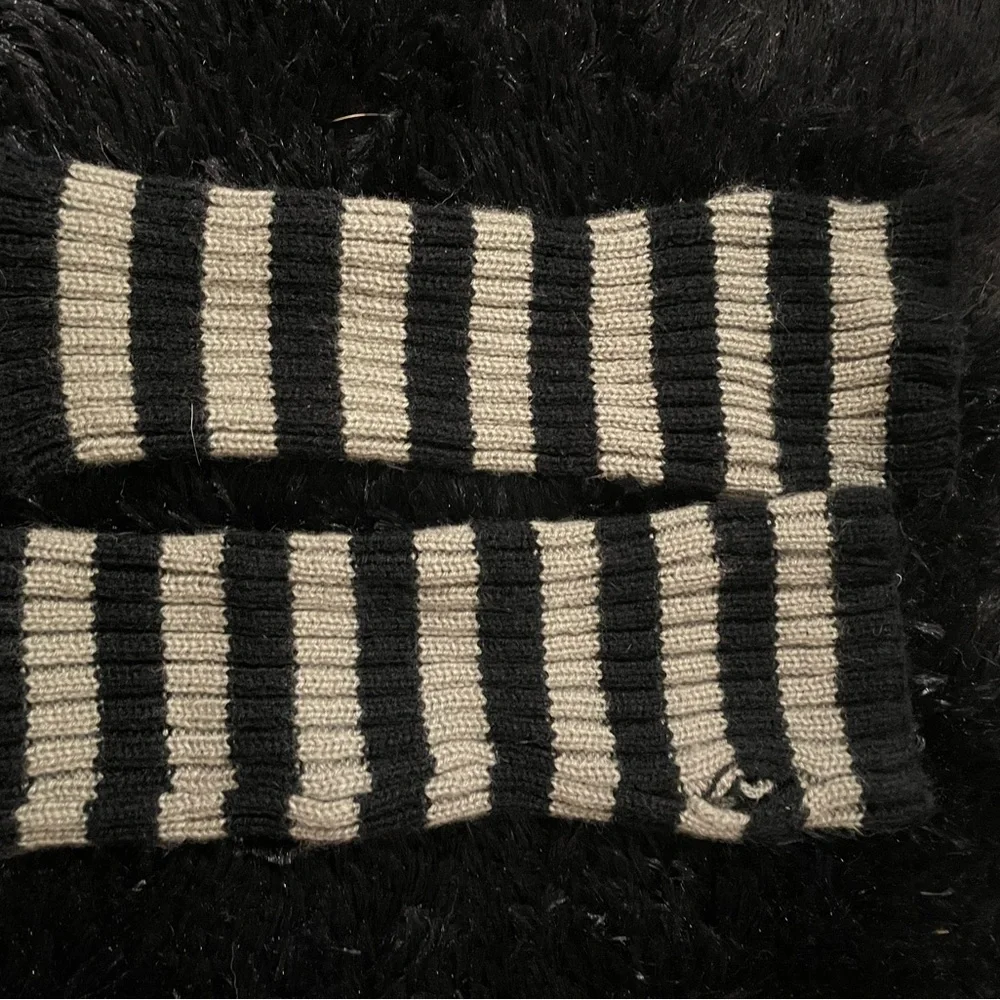 Striped Black and Gray Kids Fingerless Gloves